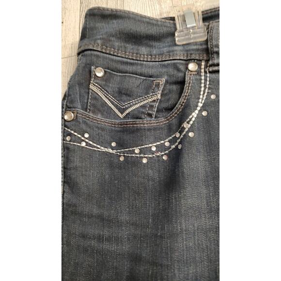 Chico's Women's Platinum Blue Jeans Size 2.5 US Large 14 Rhinestones Embroidery - Picture 3 of 12